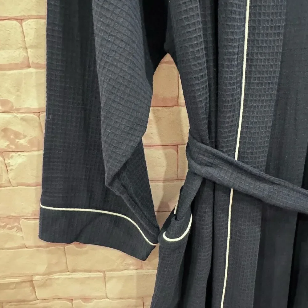 Stanfford men's robe blu‎ and white one size